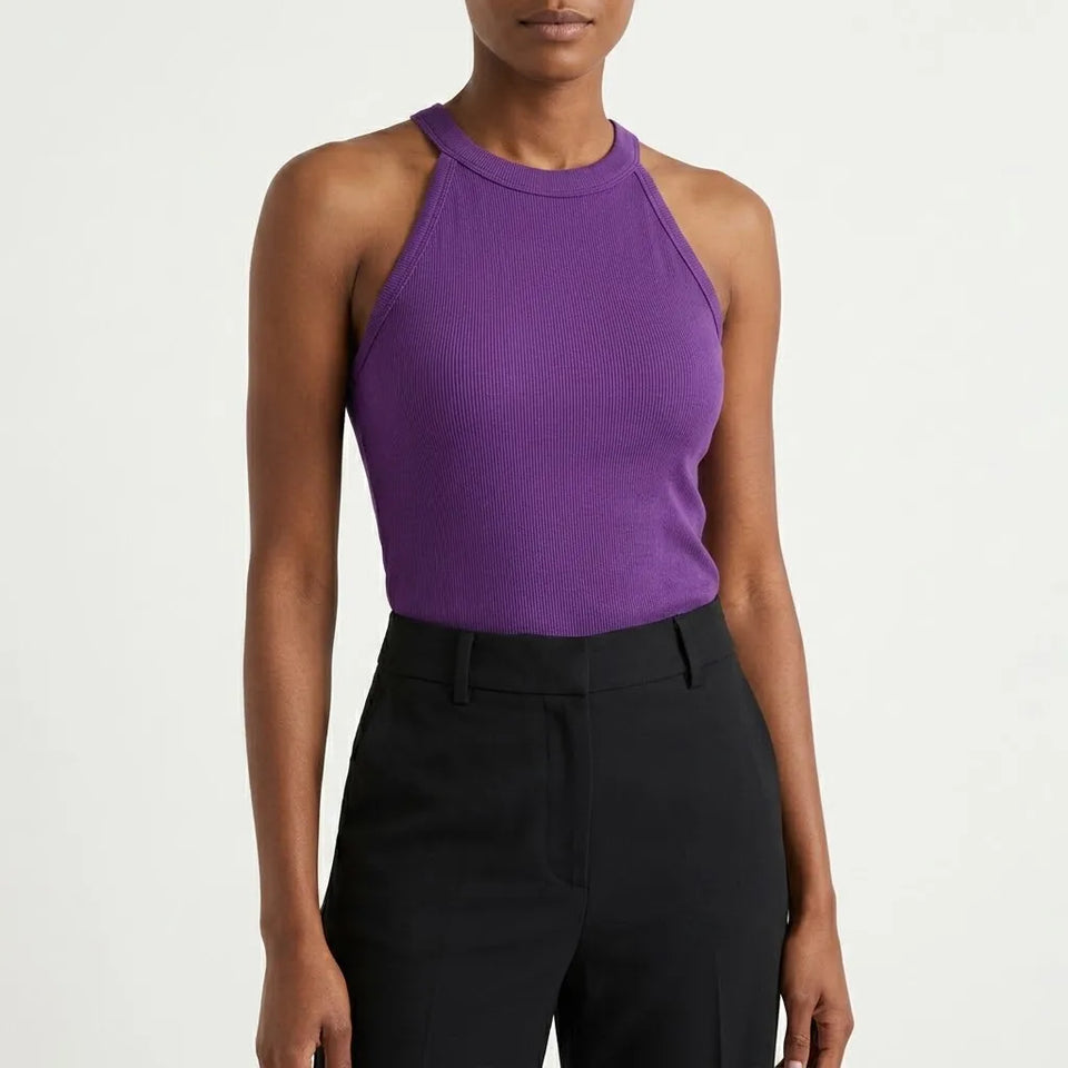 Aveto Women's Dark Purple Sleeveless Tank Top