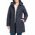 Jones New York Women's Navy Quilt Hood Tie Belt Pockets Jacket