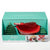 Pillowfort holiday cookie cutters set in its original mint green packaging box, featuring a green Christmas tree-shaped cutter, a red and white striped bowl with a red whisk, and a green spatula.
