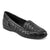 Black woven loafer shoe on a white background