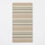 A rectangular area rug with a horizontal striped pattern in beige, cream, and gray, shown flat against a plain white background.