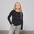 Sinsay Girl's Black Ribbed Long Sleeves Crew Neck Blouse
