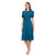 London Times Women's Petrol Petite Fit & Flare Scuba Crepe Midi Dress | London Times In Lebanon