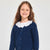 Sinsay Girl's Navy Blue V-Neckline Design Ribbed Knit Texture Cardigan