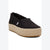 Toms Women's Black Valencia Platform Espadrille Flats
