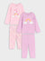 Sinsay Baby Girl's Light Pink/Purple Unicorn and Rainbow Graphic 4-Piece Pajama Set