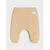 A pair of beige baby jogger pants with an elastic waistband and ribbed ankle cuffs, shown from the back on a light gray background.