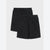 Two pairs of black drawstring shorts with side pockets, displayed in a stacked arrangement on a light gray background.