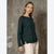 Sinsay Women's Dark Green Metallic Shimmer Long-Sleeve Blouse