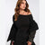 Sinsay Women's Black Off-The-Shoulder Long-Sleeve Blouse