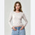 Sinsay Women's Off White Casual Long-Sleeve Crewneck Top Blouse