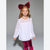 Sinsay Girl's White White Sheer Dotted With Ruffle Shoulder Trim Blouse