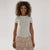 Sinsay Women's White & Sage Green Striped T-Shirt