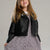 Sinsay Girl's Black Faux Leather Jacket with A Snap Button collar