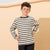 Sinsay Boy's Cream & Grey Crew Neck Chest Pocket Blouse