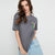 Sinsay Women Grey Flower Chest & Back Prints T-Shirt