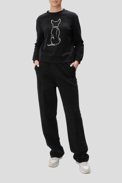 Emporio Armani Women's Black We Love Dogs Print Cotton Sweatshirt|Emporio Armani In Lebanon