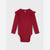 Sinsay Girl's Burgundy Ribbed Ruffle-Shoulder Long-Sleeve Bodysuit