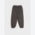 A pair of dark gray cargo jogger pants with an elastic waistband and tapered legs, shown flat on a light gray background.