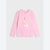 A light pink long-sleeve crewneck shirt featuring a central graphic of a ballerina in a pink tutu with a swan next to her, displayed on a light gray background.