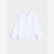 A white long-sleeve polo shirt with a two-button placket, displayed flat against a light gray background.