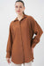 Big Dart Women's Brown Striped Long Shirt |Big Dart In Lebanon