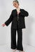 Big Dart Women's Black Linen Kimono Set Of Two-Piece | Big Dart In Lebanon