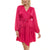 Taylor Women's Vibrant Pink Belted Smocked Satin Mini Dress
