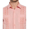 Cubavera Men's Pink Linen Blend Embroidered Panel Guayabera Shirt | Cubavera In Lebanon