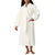 Room Service Women's White Soft Cable Knit Texture With Patch Pocket Cozy Wrap Robe