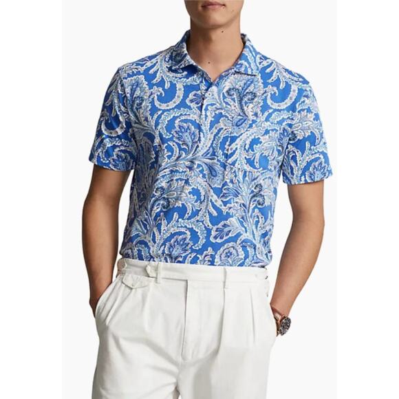 Polo Ralph Lauren Men's Blue Shorewood Paisley Print Short Sleeve Polo T-Shirt | Polo Ralph Laurenin Lebanon