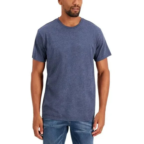 Alfani Men's Navy Heather Crewneck Cotton Blend T-Shirt | Alfani In Lebanon