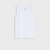 A white sleeveless tank top laid flat against a light gray background.