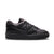 Black running shoe with brand logo on a transparent background