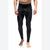 Person wearing black compression leggings on a white background