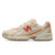 White and orange running shoe on a white background