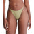 A model wearing a light olive green bikini bottom against a plain white background.
