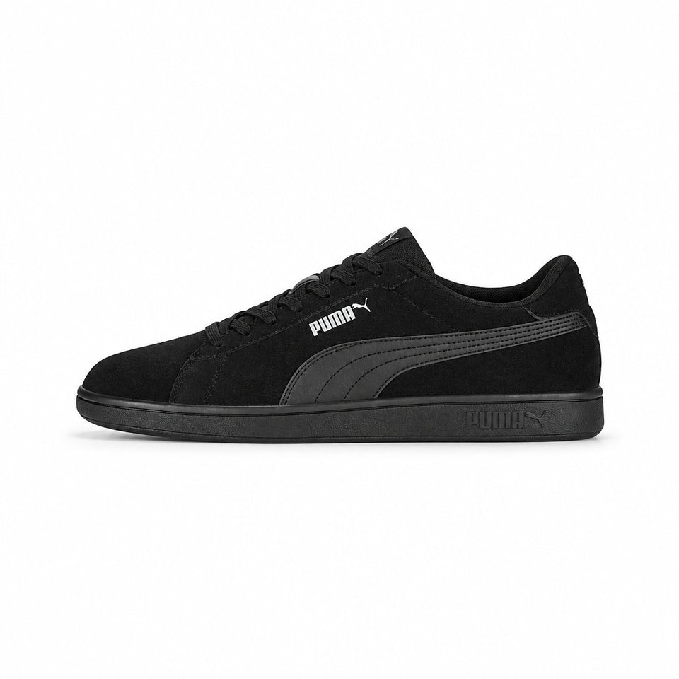 Gray athletic shoe with Puma logo on a white background