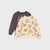 Two children's long-sleeve crewneck sweatshirts laid flat on a light gray background. The front sweatshirt is light pink with a repeating print of yellow Pikachu and brown Eeveo characters outlined in pink.