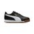 Brown leather shoe with gray sole on a white background