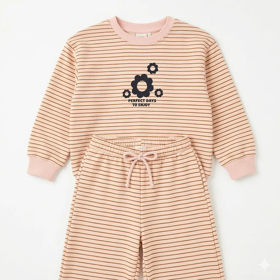 Zara Girl's Dusty Rose Striped Sweatshirt & Matching Pants Set|Zara in Lebanon
