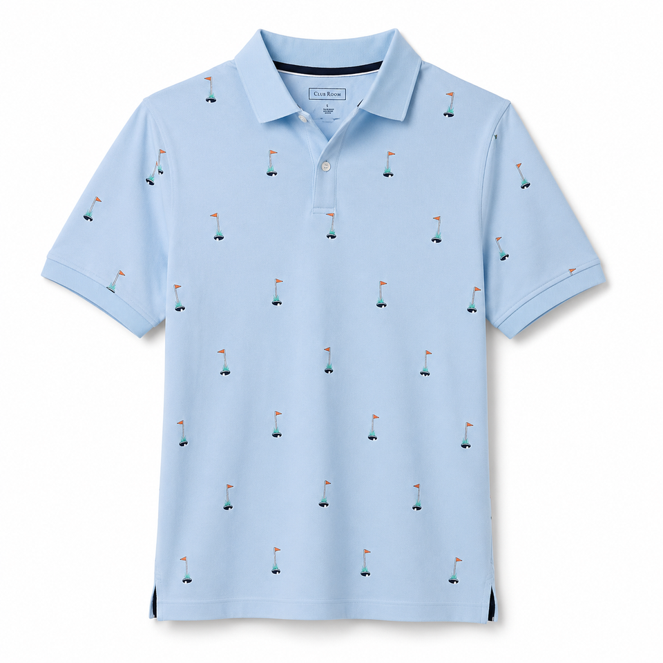 Club Room Men's Light Blue All Over Printed Polo T-Shirt | Club Room In Lebanon