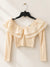 Zara Girl's Cream Collar Knit Long Sleeve Cropped Blouse | Zara In Lebanon