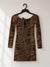 Pull & Bear Women's Brown Ribbed Knit Long Sleeve Mini Dress|Pull & Bear In Lebanon