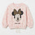 Zara Girl's Pink Minnie Mouse Animal Print Graphic Crew Neck Sweatshirt|Zara in Lebanon