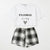 C & A Women's Black & White Checked 2 pcs Pajama Set|C & A In Lebanon