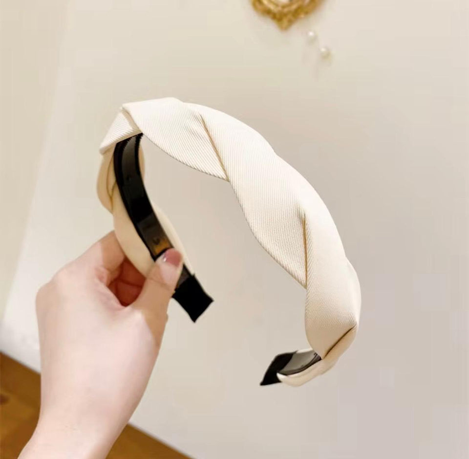 Braided Twist Face Wash Non-Slip Head Band Wide Side Tooth Pressure Hair Hoop Female New Solid Color Sipmle and Elegant Diademas
