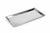 Metallic rectangular tray on a wooden surface