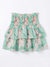 Ativo Girl's Mint Green Floral Tiered Ruffle Mini Skirt with Smocked Waistband|Ativo In Lebanon