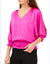 Vince Camuto Women's Fuchsia Smocked Pleated Silk V-Neck Blouse | Vince Camuto In Lebanon